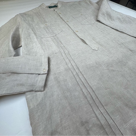 Cubavera Shirt Men Medium Off White 100%‎ Linen Classic Solid Relax Beach Summer - Picture 4 of 14